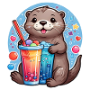Little Cute Otter Drinking Lemonade