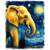 Elephant Animal Starry Night Painting
