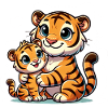 Loving Tiger Parent with Child