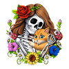 Skeleton Cat Floral