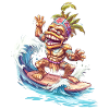 Tiki Statue Crazy Surfer