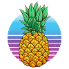 Tropical Pineapple Retro Sunset Illustration