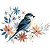Petit oiseau avec des fleurs