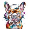 French Bulldog Headphones Frenchie Dog