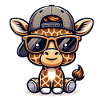 Giraffe with Basecap and Sunglasses