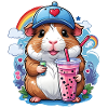 Cute guinea pig enjoying lemonade