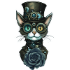 Steampunk Katze schwarze Rose Gothic