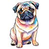 Mops Wasserfarben