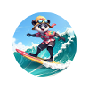 Panda Surfeur en chemise hawaïenne