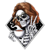 Skeleton Hippie Drinking Coffee