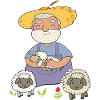 Shepherd with sheep