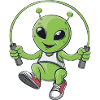 Alien with skipping rope