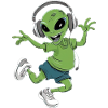 Alien avec des écouteurs