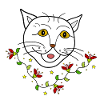 Chat à fleurs