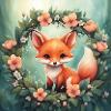 Süßer Kawaii Baby Fuchs Blumen