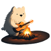 feu de camp guitare chien ours jouer