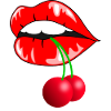 Playful cherries with lip motif