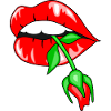 Kissing lips with rose