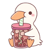 Cute Duck Drinking Boba Tea