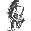 Saxophone Woman Drawing