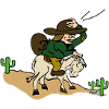 Adventurer on horseback.