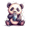 Niedlicher Panda mit Tee