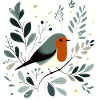 Rouge-gorge aux fleurs