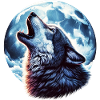 Wolf howls at the full moon