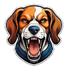 Wild angry beagle combative motivational sport