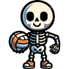 Skeleton with volleyball