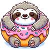 Kawaii Sloth with Donut