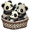 Strick Panda Drillinge