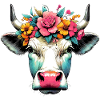 Vache avec des fleurs