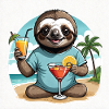 Sloth with cocktails