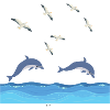 Dolphins Leap Over Azure Waves