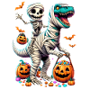 Funny Skeleton Riding Mummy Dinosaur Pumpkin Candy