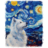 Chien Samoyède Peinture Nuit étoilée