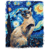 Siamese Cat Starry Night Painting
