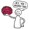 Figura del bastone con il cervello divertente che dice senza cervello