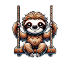Cute Sloth Swinging Playground Cartoon