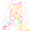 Ice Hockey Player Line Art