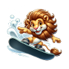 Cute Snowboarder Lion
