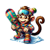 Singe snowboarder mignon