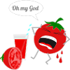 Humorous tomato character with drink