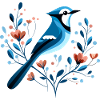 Blue jay with flowers