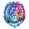 Lion rouge et bleu symbole