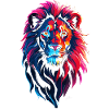 Red and blue lion