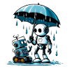 Two robots on the rain