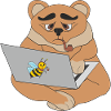 Bear with laptop