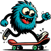Martian Extraterrestrial Alien on Skateboard